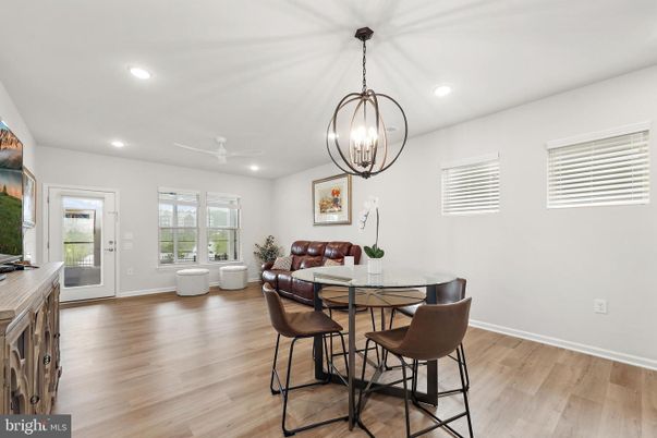 Chandelier, Dining room, Interior, Pendant Lights, Recessed Lighting, Wood Texture Flooring