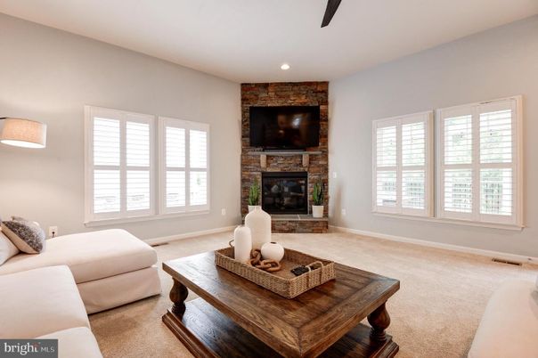 Fireplace, Interior, Living room, Recessed Lighting, Stone Walls