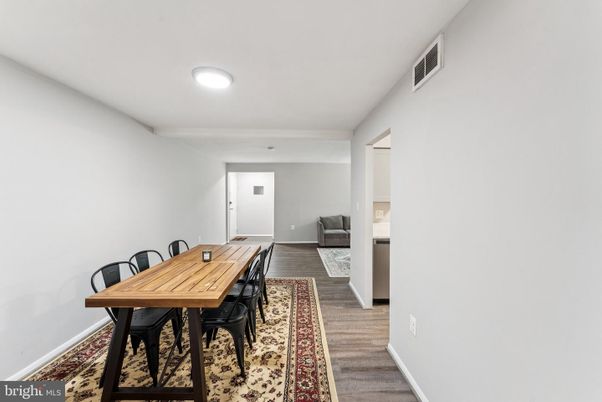 Dining room, Interior, Recessed Lighting, Wood Texture Flooring