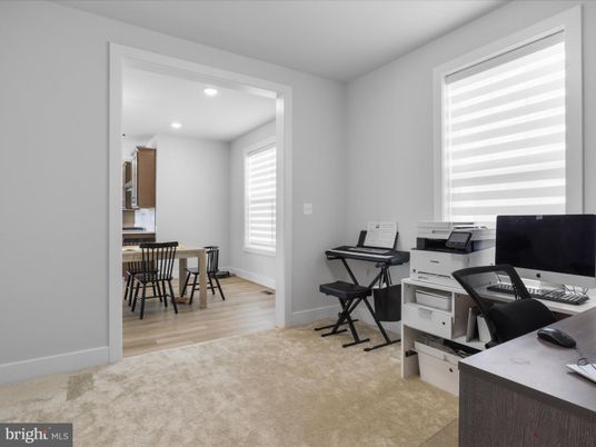 Home Office, Interior, Recessed Lighting, Wood Texture Flooring