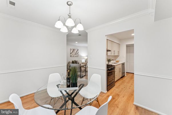 Dining room, Interior, Kitchen, Recessed Lighting, Wood Texture Flooring