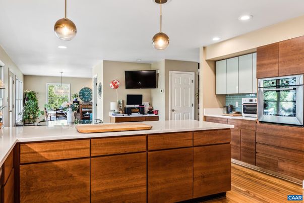 Interior, Kitchen, Pendant Lights, Recessed Lighting, Wood Texture Flooring