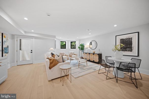 Dining room, Interior, Living room, Recessed Lighting, Wood Texture Flooring