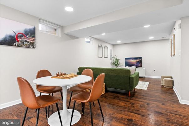 Dining room, Interior, Living room, Recessed Lighting, Wood Texture Flooring