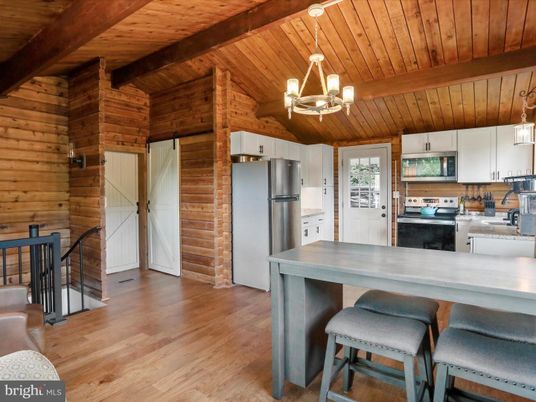Chandelier, Interior, Kitchen, Wooden Beams, Wooden Ceilings, Wood Texture Flooring, Wooden Walls
