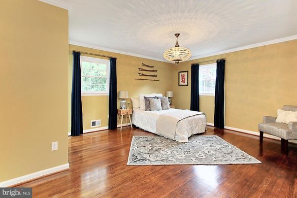 Bedroom, Chandelier, Interior, Wood Texture Flooring