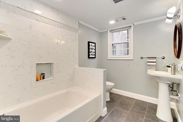 Bathroom, Interior, Marble Walls, Recessed Lighting