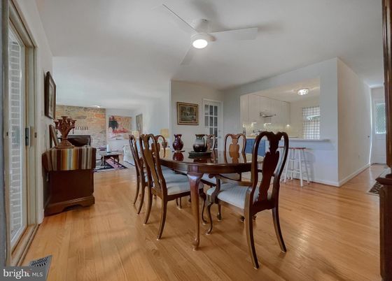 Dining room, Interior, Stone Walls, Wood Texture Flooring