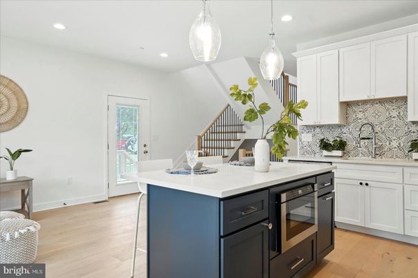 Interior, Kitchen, Pendant Lights, Recessed Lighting, Wood Texture Flooring