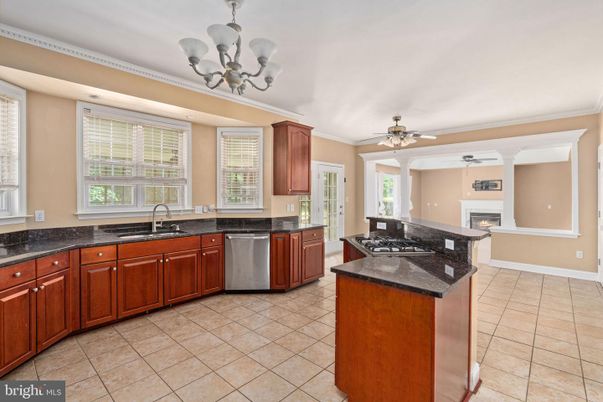 Chandelier, Fireplace, Interior, Kitchen