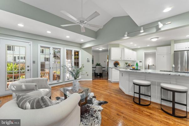 Interior, Kitchen, Living room, Recessed Lighting, Stainless Steel Appliances, Wood Texture Flooring