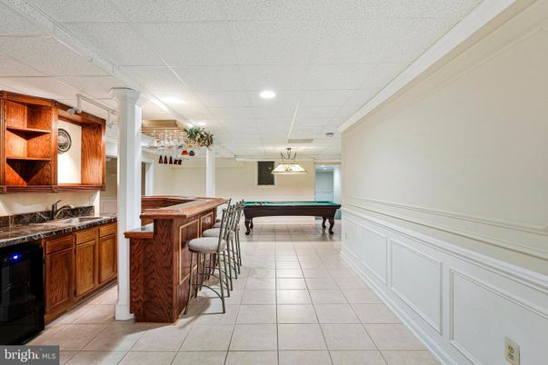 Billiard Table, Chandelier, Game Room, Interior, Recessed Lighting