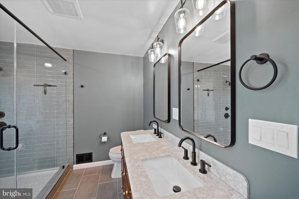 Bathroom, Dual Sink Vanities, Glass Shower, Interior
