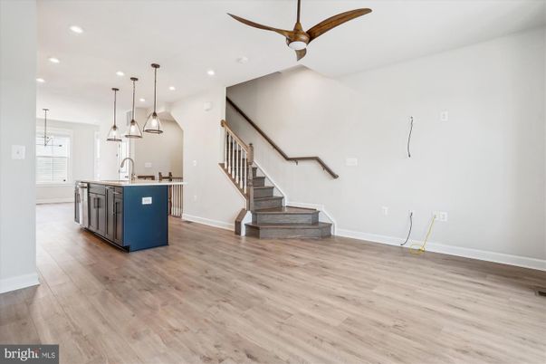Interior, Kitchen, Pendant Lights, Recessed Lighting, Wood Texture Flooring