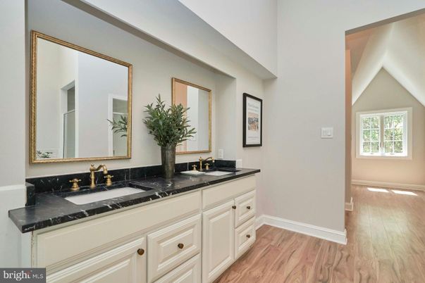 Bathroom, Dual Sink Vanities, Interior, Wood Texture Flooring