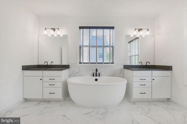 Bathroom, Dual Sink Vanities, Free Standing Baths, Interior, Marble