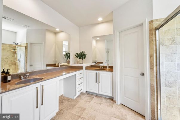 Bathroom, Dual Sink Vanities, Glass Shower, Interior, Recessed Lighting