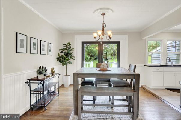 Chandelier, Dining room, Interior, Wood Texture Flooring