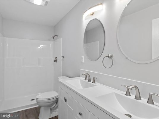 Bathroom, Dual Sink Vanities, Interior, Wood Texture Flooring
