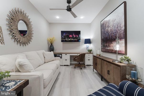 Home Office, Interior, Living room, Recessed Lighting, Wood Texture Flooring