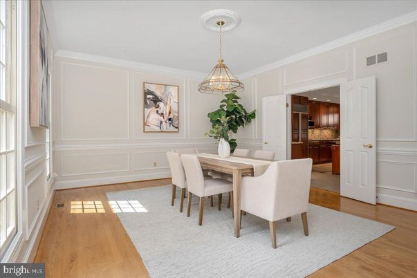 Dining room, Interior, Kitchen, Pendant Lights, Wood Texture Flooring
