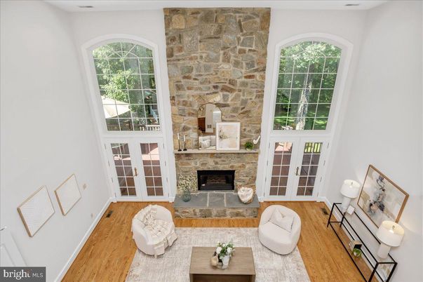 Fireplace, Interior, Living room, Stone Walls, Wood Texture Flooring