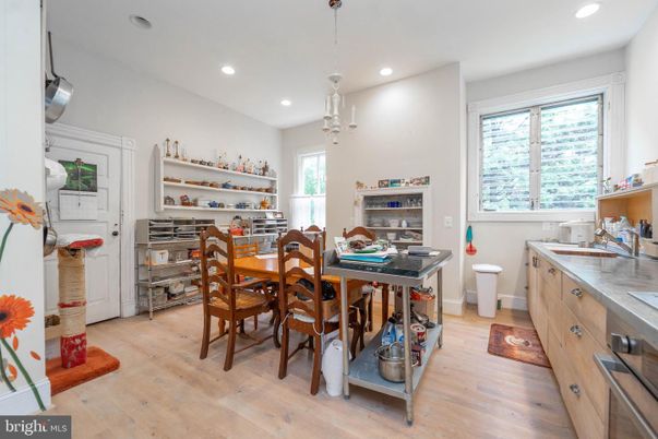 Dining room, Interior, Pendant Lights, Recessed Lighting, Wood Texture Flooring