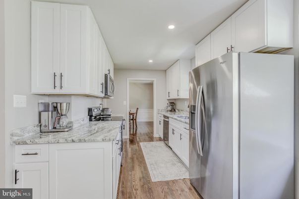 Interior, Kitchen, Recessed Lighting, Wood Texture Flooring