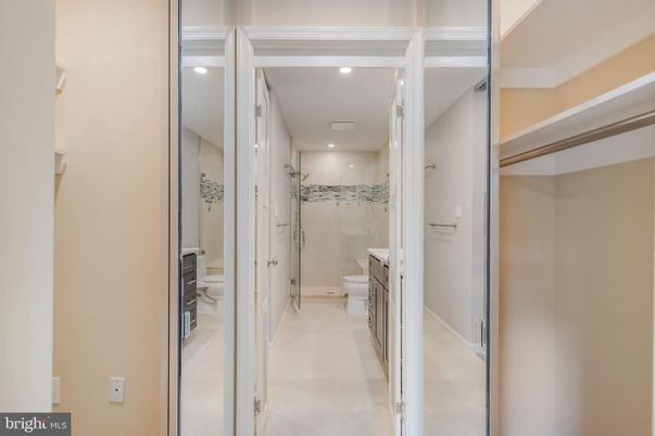 Bathroom, Glass Shower, Interior, Recessed Lighting, Walk-in Closets