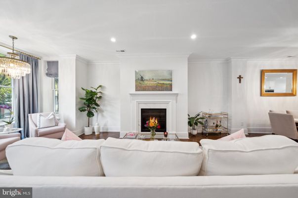 Chandelier, Dining room, Fireplace, Interior, Living room, Recessed Lighting