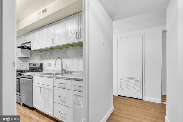 Interior, Kitchen, Marble Walls, Wood Texture Flooring