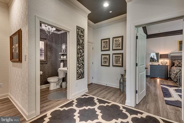 Bathroom, Interior, Recessed Lighting, Wood Texture Flooring