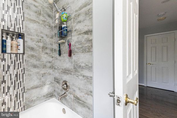 Bathroom, Interior, Marble Walls, Wood Texture Flooring