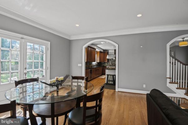 Dining room, Interior, Recessed Lighting, Wood Texture Flooring
