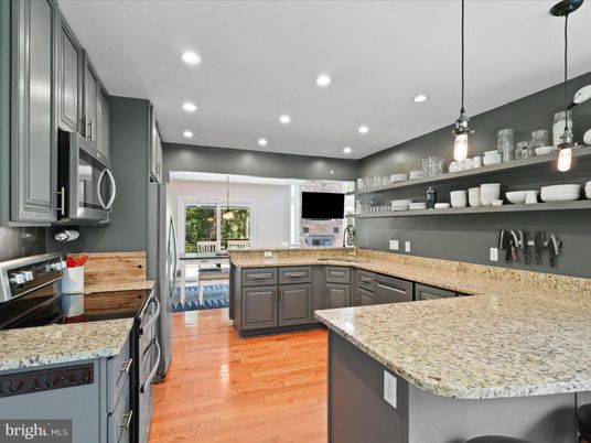 Interior, Kitchen, Pendant Lights, Recessed Lighting, Wood Texture Flooring