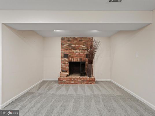Empty room, Fireplace, Interior, Recessed Lighting, Stone Walls