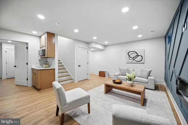 Interior, Kitchen, Living room, Recessed Lighting, Wood Texture Flooring