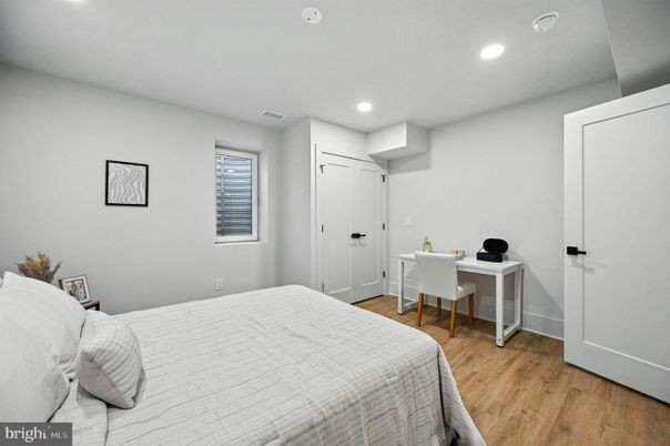 Bedroom, Home Office, Interior, Recessed Lighting, Wood Texture Flooring