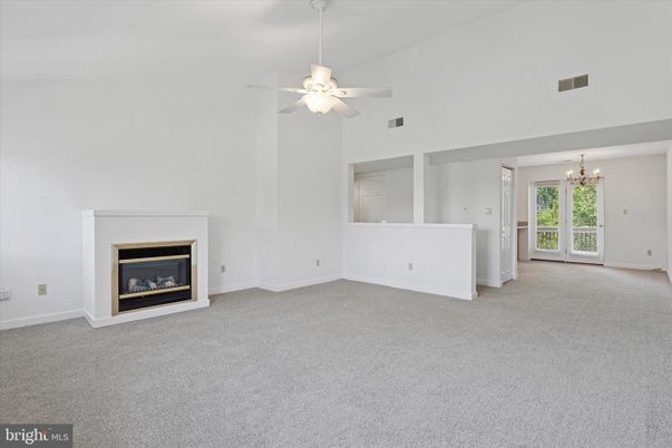 Chandelier, Empty room, Fireplace, Interior