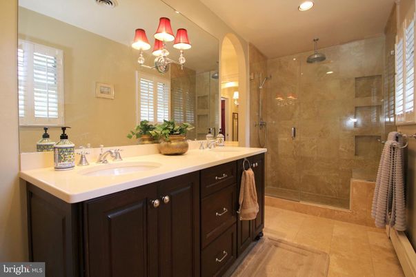 Bathroom, Dual Sink Vanities, Glass Shower, Interior, Recessed Lighting