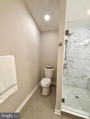 Bathroom, Glass Shower, Interior, Marble Walls, Recessed Lighting