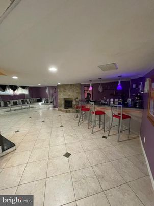 Fireplace, Interior, Recessed Lighting, Stone Walls
