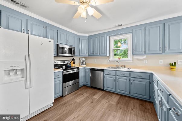 Interior, Kitchen, Stainless Steel Appliances, Wood Texture Flooring
