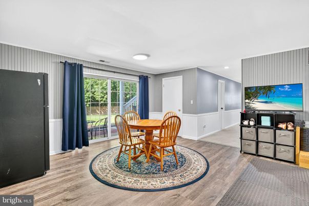 Dining room, Interior, Recessed Lighting, Wood Texture Flooring