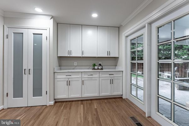 Interior, Kitchen, Recessed Lighting, Wood Texture Flooring
