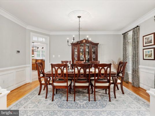 Chandelier, Dining room, Interior, Wood Texture Flooring