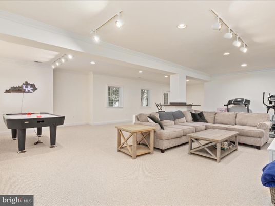 Billiard Table, Fitness Equipment, Game Room, Interior, Living room, Recessed Lighting
