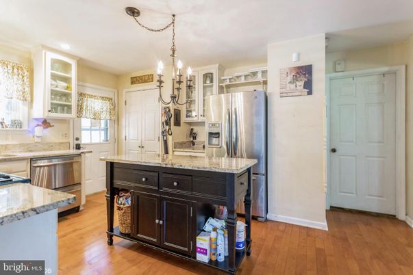 Chandelier, Interior, Kitchen, Pendant Lights, Stainless Steel Appliances, Wood Texture Flooring