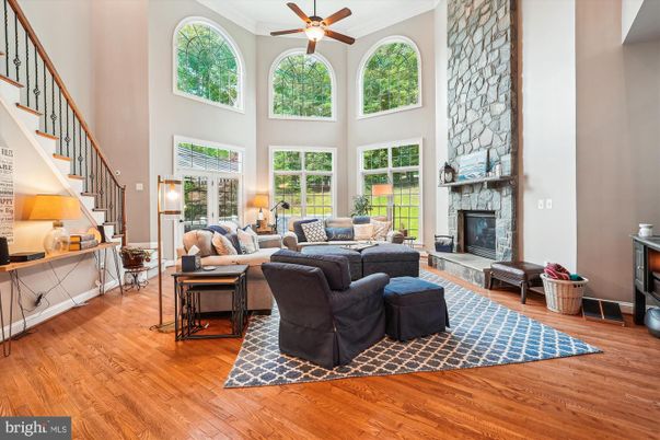 Fireplace, Interior, Living room, Stone Walls, Wood Texture Flooring