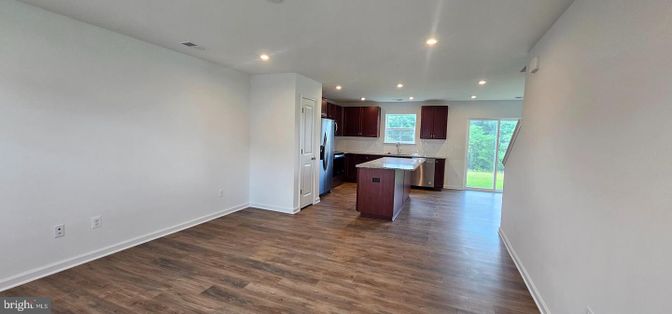 Empty room, Interior, Kitchen, Recessed Lighting, Wood Texture Flooring